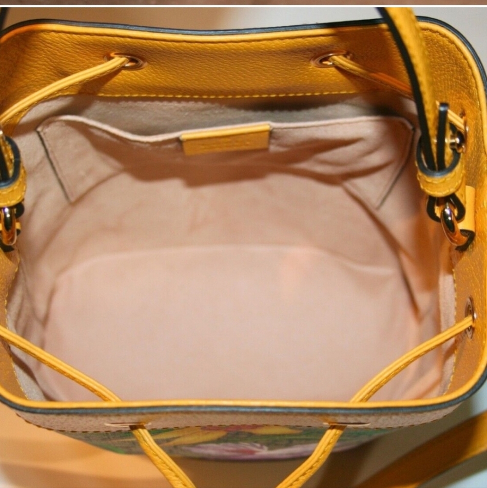 🌼 GUCCI 🌼Ophidia Flora Small GG Canvas Bucket Bag Yellow - Picture 8 of 13